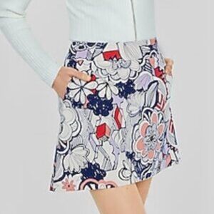 Express A Line Mini Skirt Size 4 Multicolor Floral Y2K Cotton